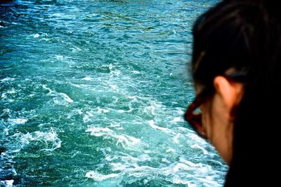 Woman swimming in sea