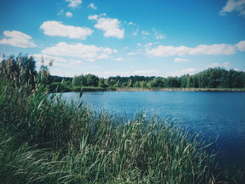 Scenic view of lake against sky