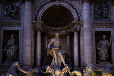 The trevi fountain, statue of historic building in rome 