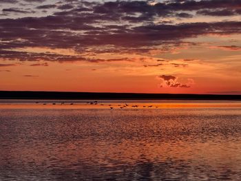 Scenic view of sea against sky during sunset