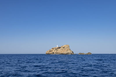The rocky coastline of el toro marine reserve in mallorca, spain