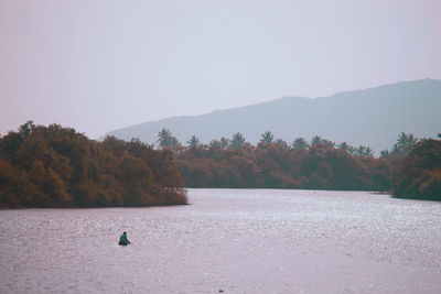 Scenic view of lake against clear sky