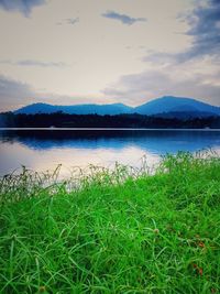 Scenic view of lake against sky