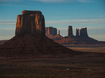 Rock formations at monument valley against sky