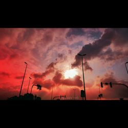 Low angle view of cloudy sky at sunset