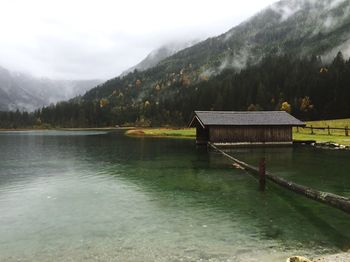 Scenic view of lake and mountains