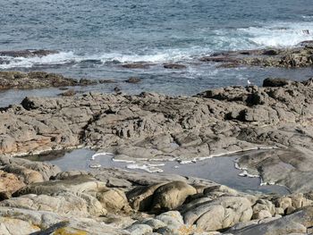 Rocks on shore by sea