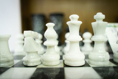 Close-up of chess pieces