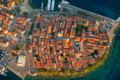 High angle view of buildings in city