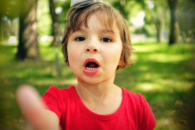 Close-up of girl at park