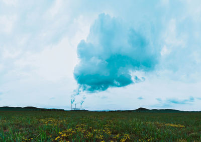 Scenic view of land against sky