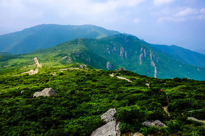 Scenic view of mountains against sky