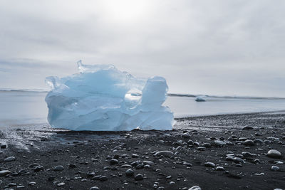 Scenic view of sea against sky during winter