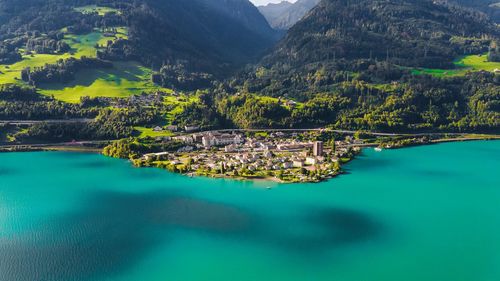 Scenic view of lake against mountains