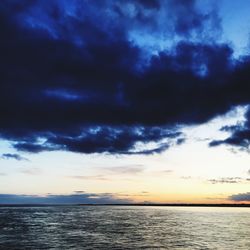 Scenic view of sea against dramatic sky