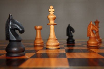 Close-up of chess pieces