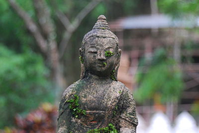 Close-up of old statue against blurred background