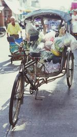 Bicycles parked on street