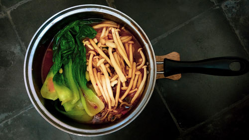 High angle view of food in bowl