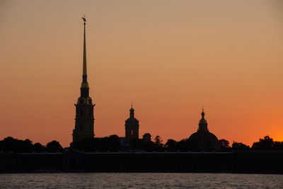 Silhouette of building against sky during sunset