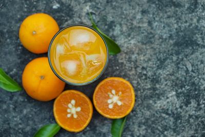 High angle view of orange fruits