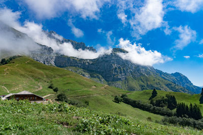 Scenic view of mountains against sky
