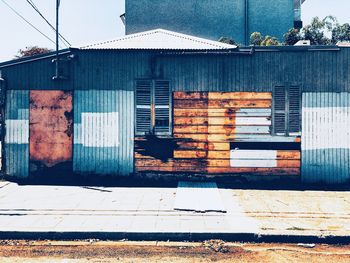 Closed door of building