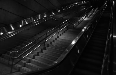 High angle view of escalator