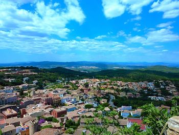 High angle view of cityscape against sky