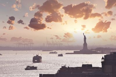 Statue of liberty at sunset