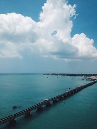 Scenic view of sea against cloudy sky