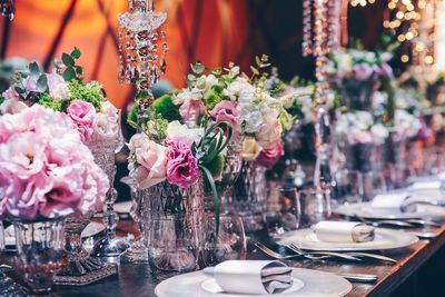 Close-up of flower bouquet on table