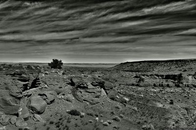 Scenic view of landscape against cloudy sky