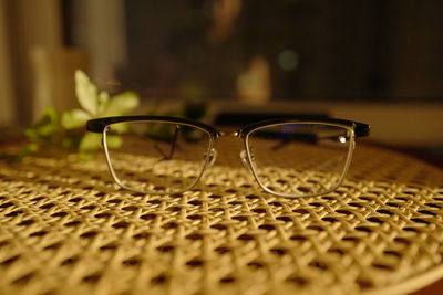 Close-up of sunglasses on table