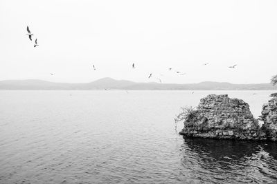 View of calm sea against clear sky