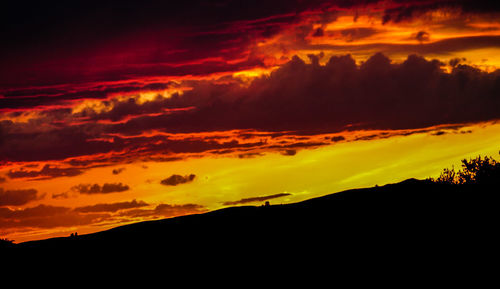 Scenic view of mountains against dramatic sky