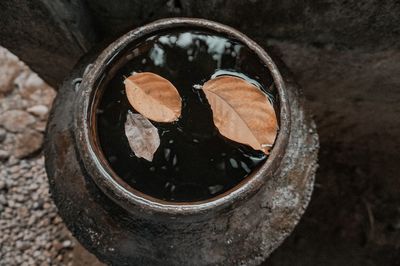 High angle view of food on table