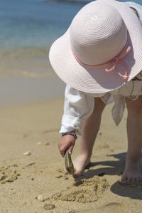 Midsection of man standing on beach