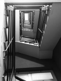 High angle view of spiral staircase in building