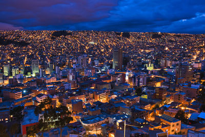 Downtown evening scenery of la paz bolivia