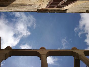 Low angle view of built structure against blue sky