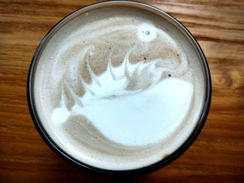 Directly above shot of cappuccino on table