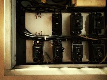 Fuse boxes on wall