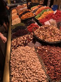 High angle view of food for sale at market stall