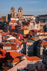 High angle view of townscape against sky