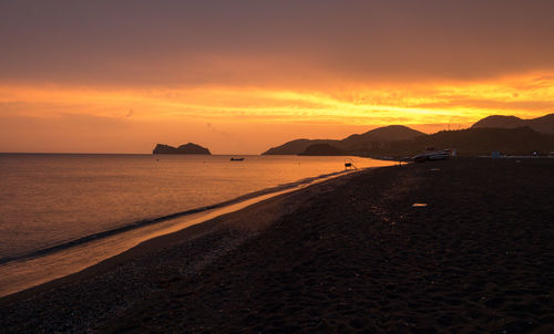 Scenic view of sea at sunset