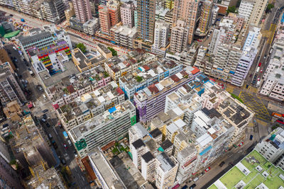 High angle view of buildings in city