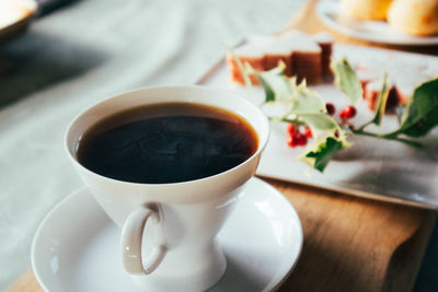 Close-up of coffee on table