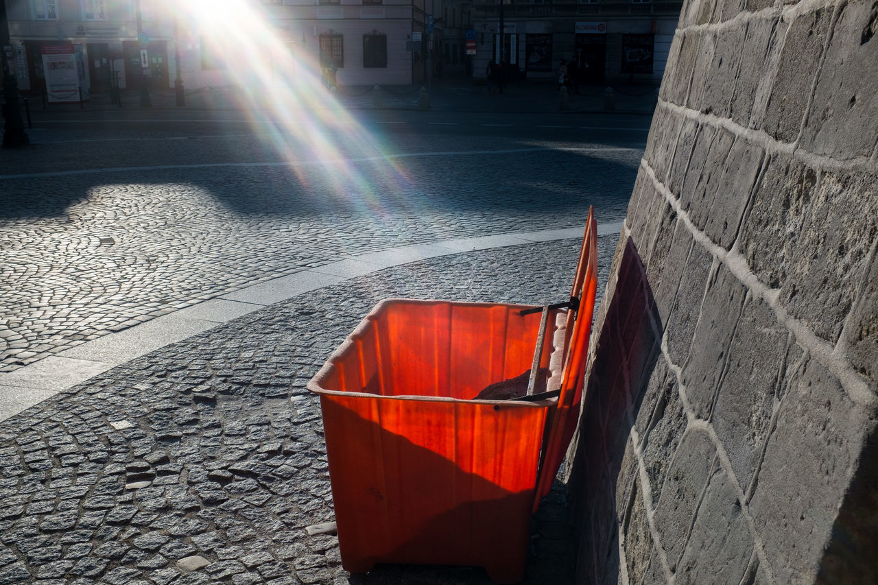 RED UMBRELLA ON STREET