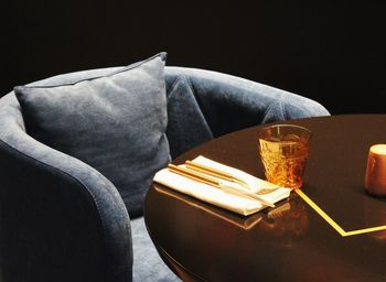 High angle view of coffee on table